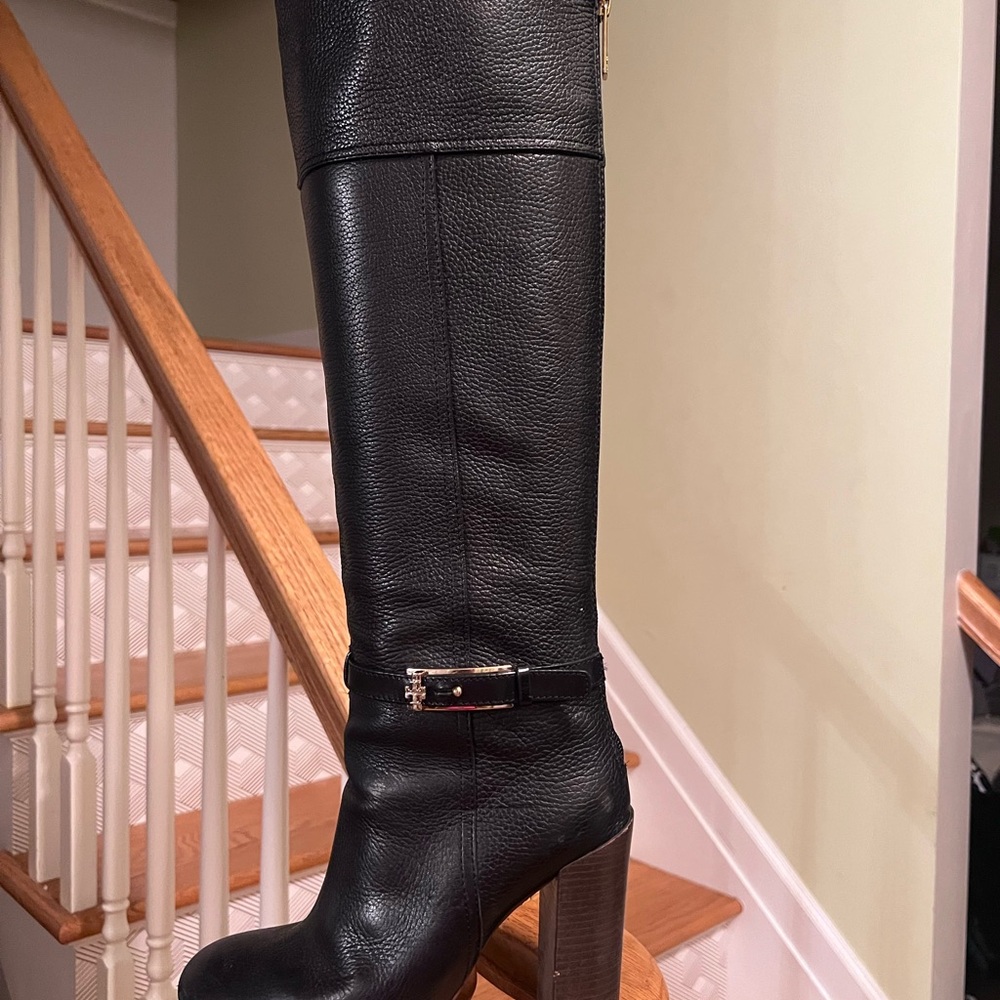 Tory Burch Black Leather Heeled Boots